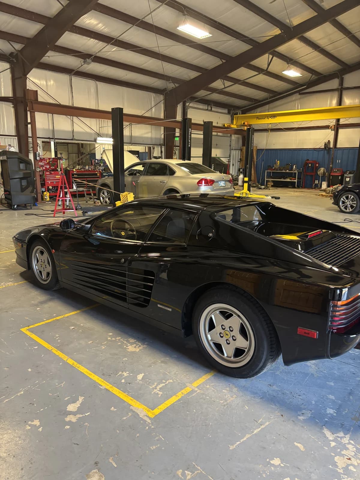 Ferrari Testarossa in for service at Impact Auto Repair