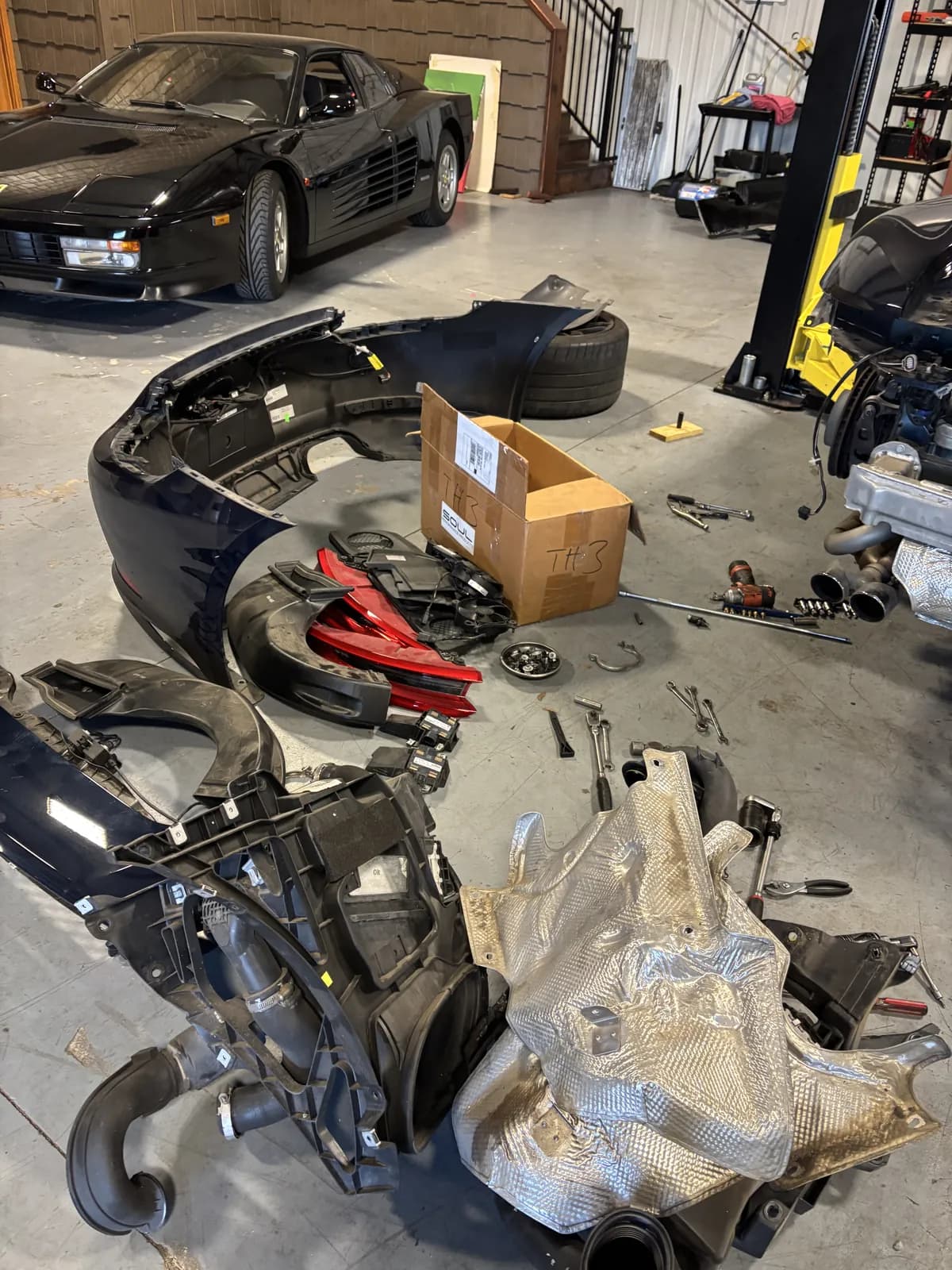 Transmission and drivetrain components removed for service at Impact Auto Repair